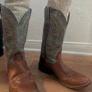 Women's Brown and Teal Western Boots